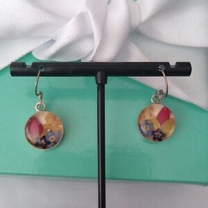 Alpaca Silver Tone Mexico Resin Inlay Flower Petals